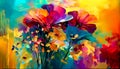 An abstract brightly coloured image inspired by a vase of flowers Royalty Free Stock Photo