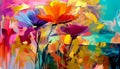 An abstract brightly coloured image inspired by a vase of flowers Royalty Free Stock Photo