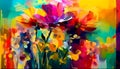 An abstract brightly coloured image inspired by a vase of flowers Royalty Free Stock Photo