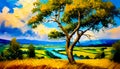 An artistic generated image inspired by a impressionist painting of a landscape