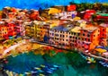 An impressionist image of a town in the Italian national park of Cinque Terre, Italy