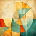 Abstract Circle Artwork With Geometric Shapes In Aquamarine And Amber