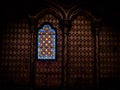 Vivid color church stained glass lit with natural light