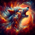 Cosmic wolf in celestial embrace