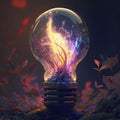 Artistic Incandescent bulb, bulb with fire, idea from bulb, Old Bulb, Bright from bulb, Generative AI