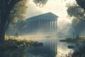 An artistic interpretation of the ancient Salomon Temple surrounded by nature Royalty Free Stock Photo