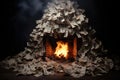 Artistic interpretation of a blazing hearth and scattered dollar notes, capturing the fervent reality of economic