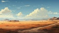 Ethereal Desert Landscape Illustration With Dirt Pathway