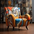 Colorful Abstract Pattern Armchair: Contemporary Chicano Design