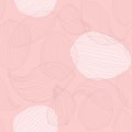 Artistic lotus flower petals on rose background. Outline vector seamless creative pattern Royalty Free Stock Photo