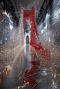 Artistic Low Poly Bridge Installation in a Futuristic Exhibition Space Royalty Free Stock Photo