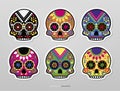 Artistic mexican skull vector set Royalty Free Stock Photo