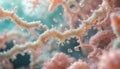 Pastel Colors Illustrate the Intricate Process of Cellulose Breakdown by Enzymes; Soft Delicate Royalty Free Stock Photo