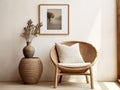 Artistic Minimalism: Stylish Rattan Chair Arrangement with Chic Decor Accents