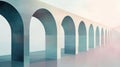 Artistic minimalist interpretation of the Landwasser Viaduct, showcasing stylized arches and a simplified train in