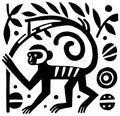 Artistic monkey illustration with abstract design and natural elements Royalty Free Stock Photo