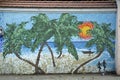 Artistic mosaic tiles wall mural at Kochi