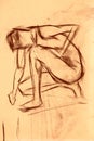 Artistic Nude Sketch of a Model in Poised Elegance Royalty Free Stock Photo