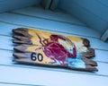 Artistic Number Plaque on a Beach Hut in Cromer, Norfolk