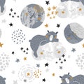 Artistic nursery seamless pattern. Night dream Illustration