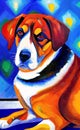 Artistic oil painting.Dog portrait.Large brush strokes