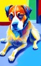 Artistic oil painting.Dog portrait.Large brush strokes