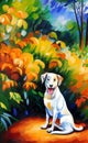 Artistic oil painting.Dog portrait.Large brush strokes