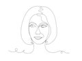 Artistic one line sketches of woman face. Female face drawing minimalist line style Royalty Free Stock Photo