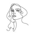 Artistic one line sketches of woman face. Female face drawing minimalist line style
