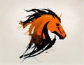 Artistic Orange Horse Silhouette on Safari Background Royalty Free Stock Photo