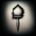 artistic paintbrush on a grunge background, black and white