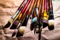 Artistic paintbrushes on board