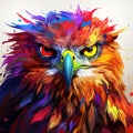 an artistic painting of an eagle with bright colors