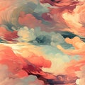 Artistic painting of red, orange, and maroon clouds in aggressive digital illustration style