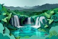 Serene Rio Celeste Waterfall Cutout Illustration AI Generated