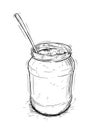 Artistic Illustration or Drawing of Jam, Marmalade or Honey Jar and Spoon Royalty Free Stock Photo