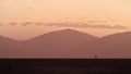 Artistic photo of Namib desert landscape with antelope Gemsbok, Oryx gazella  against high dunes of Namib Desert. Sunset in Namib Royalty Free Stock Photo