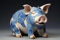 Artistic Pig cracked ceramic. Generate Ai