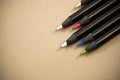 Artistic polychrome drawing color pencils on beige natural background Royalty Free Stock Photo