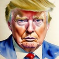 Artistic Portrait of Donald Trump, watercolor, High Definition, 3840 x 3840 Royalty Free Stock Photo