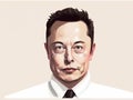 artistic portrait famous person, the Elon Musk, hand drawn