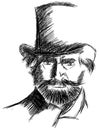 Artistic portrait of Giuseppe Verdi in black