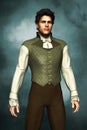 Painterly illustration of a handsome Regency style man