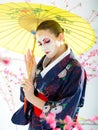 Artistic portrait of japan geisha woman