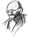 Artistic portrait of Mahatma Gandhi isolated