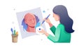 Artistic Portrait Painting: Woman Creating Art, vector design Generative AI Royalty Free Stock Photo
