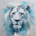 Artistic portrait of a rare white lion.