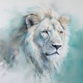 Artistic portrait of a rare white lion.