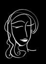 Artistic Portrait sketch beautiful woman Illustration of People Face doodle lines scandinavian style. Silhouette print for clothes Royalty Free Stock Photo