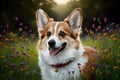 Artistic portrayal oil painting style rainbow corgi dog illustration